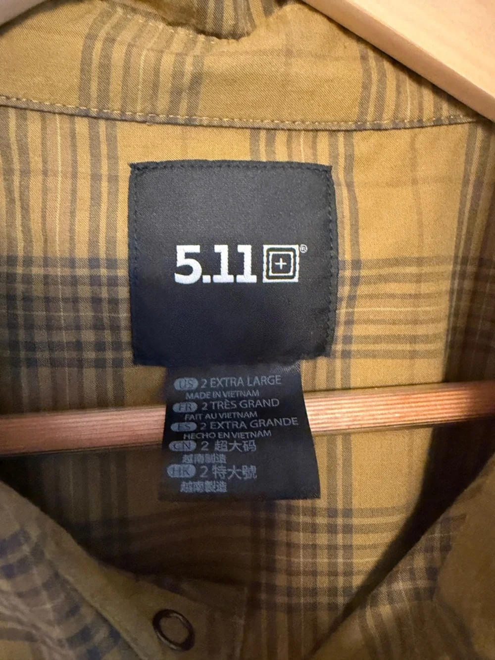 5.11 Tactical Men's Mustard Plaid Button-Down Shirt - Picture 3 of 8